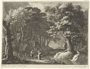 Tentación de San Antonio el Grande Paisajes con Santos Penitentes (título de la serie) de Herman van Swanevelt