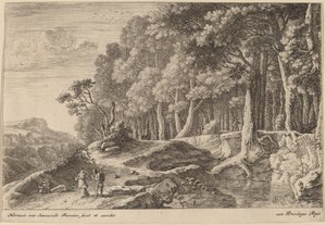 Bosques bordeados por un arroyo de Herman van Swanevelt