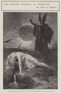 El Festival de Wagner en Bayreuth: la Muerte de Siegfried (litografía) de Hermann (after) Hendrich