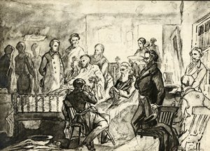 Abraham Lincoln en su lecho de muerte, c.1865