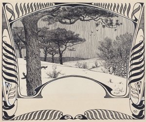 Un Paisaje Invernal Dentro de un Borde Jugendstil de Hermann Hirzel