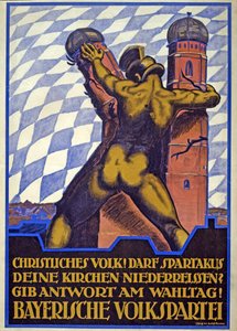 Cartel de la campaña electoral del Partido Popular de Baviera (litografía en color) de Hermann Keimel