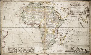 Mapa de África, c.1715 (grabado coloreado) de Hermann Moll