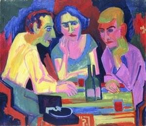 Tres personas en una mesa, 1924