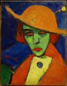 Mujer verde con sombrero amarillo II