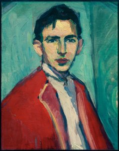 Autorretrato con chaqueta roja de Hermann Stenner