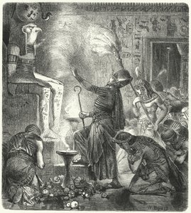 Un joven faraón egipcio en un templo de Hermann Vogel