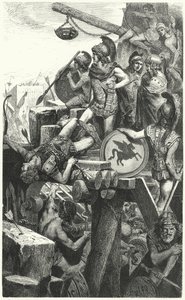 Alejandro Magno sitiando Tiro, 332 a.C.