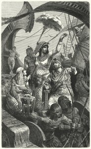 Cleopatra durante la Batalla de Actium, 31 a.C. de Hermann Vogel