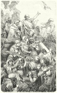 Cola di Rienzo da al pueblo de Roma una nueva constitución, 1347 de Hermann Vogel