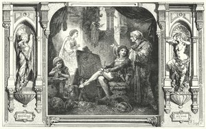 Dante Alighieri en el estudio de Giotto, siglo XIV de Hermann Vogel