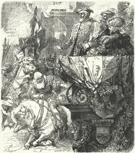 El Duque Ulrich de Wuttemberg se humilla ante el Emperador del Sacro Imperio Romano Carlos V, 1548 de Hermann Vogel
