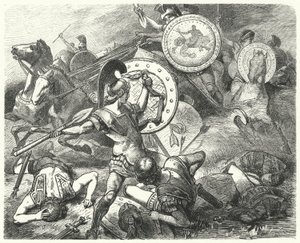 Epaminondas salvando la vida de Pelópidas en la Batalla de Mantinea, 385 a.C.
