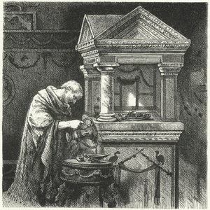 Haciendo ofrendas en un templo en la Antigua Roma