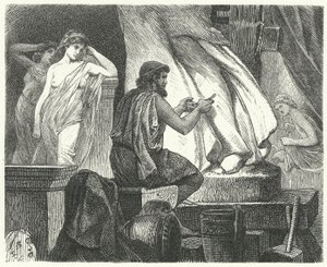 El estudio del escultor ateniense Praxíteles de Hermann Vogel