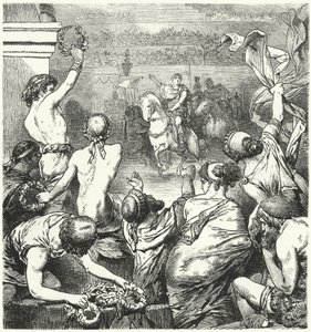 Tito Quincio Flaminino proclama la libertad de los estados griegos, 196 a.C. de Hermann Vogel