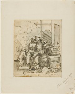 Venus en la fragua de Vulcano (anverso); Geometría (reverso) de Hermann Weyer
