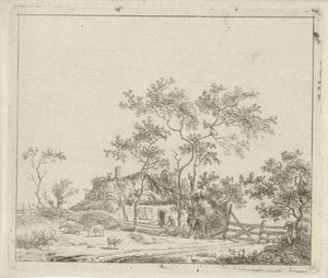 Granja con cuatro ovejas de Hermanus Fock