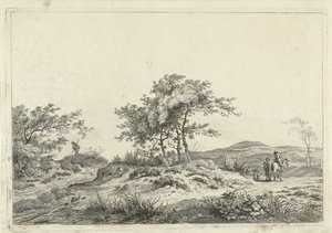 Paisaje con jinete y peatón. de Hermanus Fock