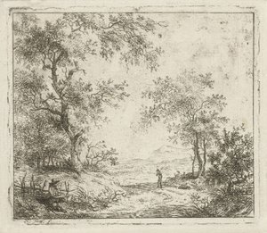 Paisaje con dibujante y excursionista. Seis paisajes (título de la serie) de Hermanus Fock