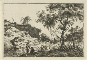paisaje con mujer con sombrero de Hermanus Fock