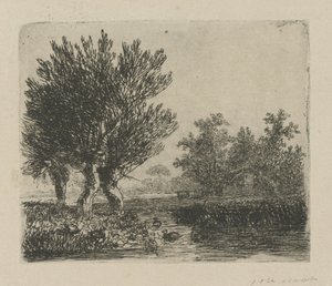 Tres sauces desmochados en un paseo marítimo de Hermanus Jan Hendrik van Rijkelijkhuysen