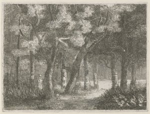 Hunter y su perro en el bosque de Hermanus Jan Hendrik van Rijkelijkhuysen