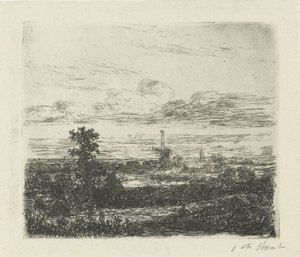 paisaje con un molino de Hermanus Jan Hendrik van Rijkelijkhuysen