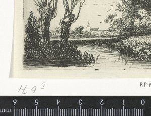 Paisaje con dos sauces desmochados de Hermanus Jan Hendrik van Rijkelijkhuysen