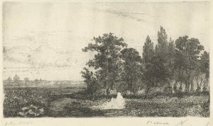 Hombre y mujer junto a un arroyo al borde del bosque.
