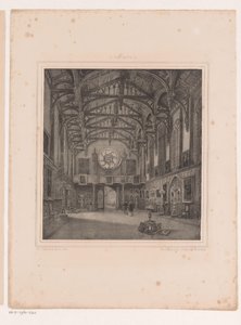 Pasillo gótico interior en el palacio de Kneuterdijk de Hermanus Johannes van den Hout