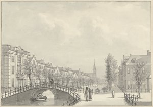 Vista del Rapenburg en Leiden desde Nieuwsteegbrug, 1807 de Hermanus Numan (signed by artist)