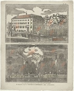 La prisión de Amsterdam y una casa del canal en llamas de Hermanus Numan