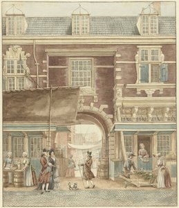 La Pequeña Puerta del Pescado en el Vijgendam con vistas al Mercado del Pescado de Hermanus Petrus Schouten