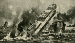 El hundimiento del Anglia, Primera Guerra Mundial, 17 de noviembre de 1915, c1920 de Hermanus Willem Koekkoek