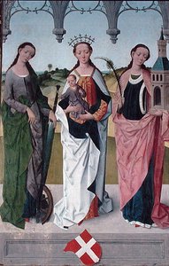 Santa Catalina, la Virgen María y Santa Bárbara, del Altar Mayor de la Iglesia de San Nicolás, 1481 (detalle)