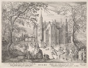 Actividades sobre el hielo ante el castillo de Zuylen