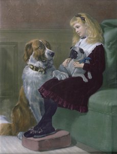 Sus únicos compañeros de juego, grabado por George H. Every, pub por Arthur Lucas, 1872 (mezzotinta)
