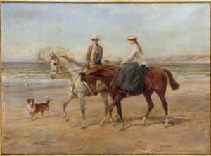 Jinetes en la orilla de Heywood Hardy