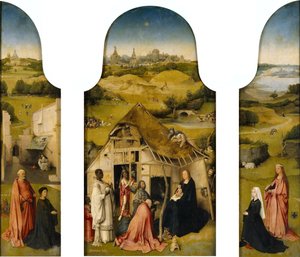 Adoración de los Reyes Magos, Interior (San Pedro con el donante, Adoración de los Reyes Magos, Santa Inés con el donante) de Hieronymus Bosch