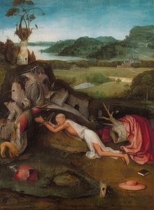 San Jerónimo en el desierto. Alrededor de 1490 de Hieronymus Bosch