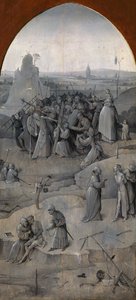 La Tentación de San Antonio. Tríptico, reverso: Cristo llevando la Cruz
