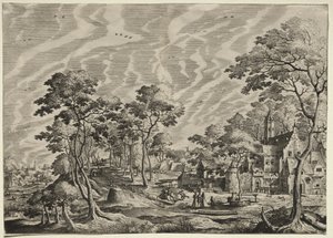 Paisaje con un Castillo a la derecha, 1630 de Hieronymus Cock