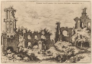 Ruinas en el Palatino con el Septizonio de Hieronymus Cock
