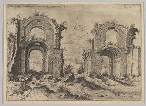Segunda Vista de los Baños de Diocleciano, de la serie de Ruinas Romanas, 1550 de Hieronymus Cock