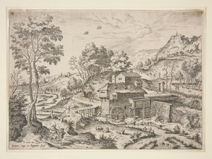 La Huida a Egipto, de Paisajes con Escenas Bíblicas y Mitológicas de Hieronymus Cock