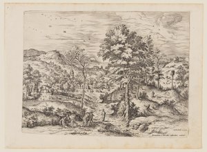 El buen samaritano, de Paisajes con escenas bíblicas y mitológicas de Hieronymus Cock