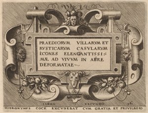 Página de título para "Praediorum Villarum" de Hieronymus Cock