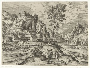 Tobías y el ángel
Paisajes con escenas bíblicas y mitológicas (título de la serie) de Hieronymus Cock
