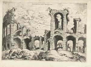 Segunda vista del Coliseo de Roma Collossæi ro alivs prospectvs (título sobre el objeto) Ruinas romanas (título de la serie)